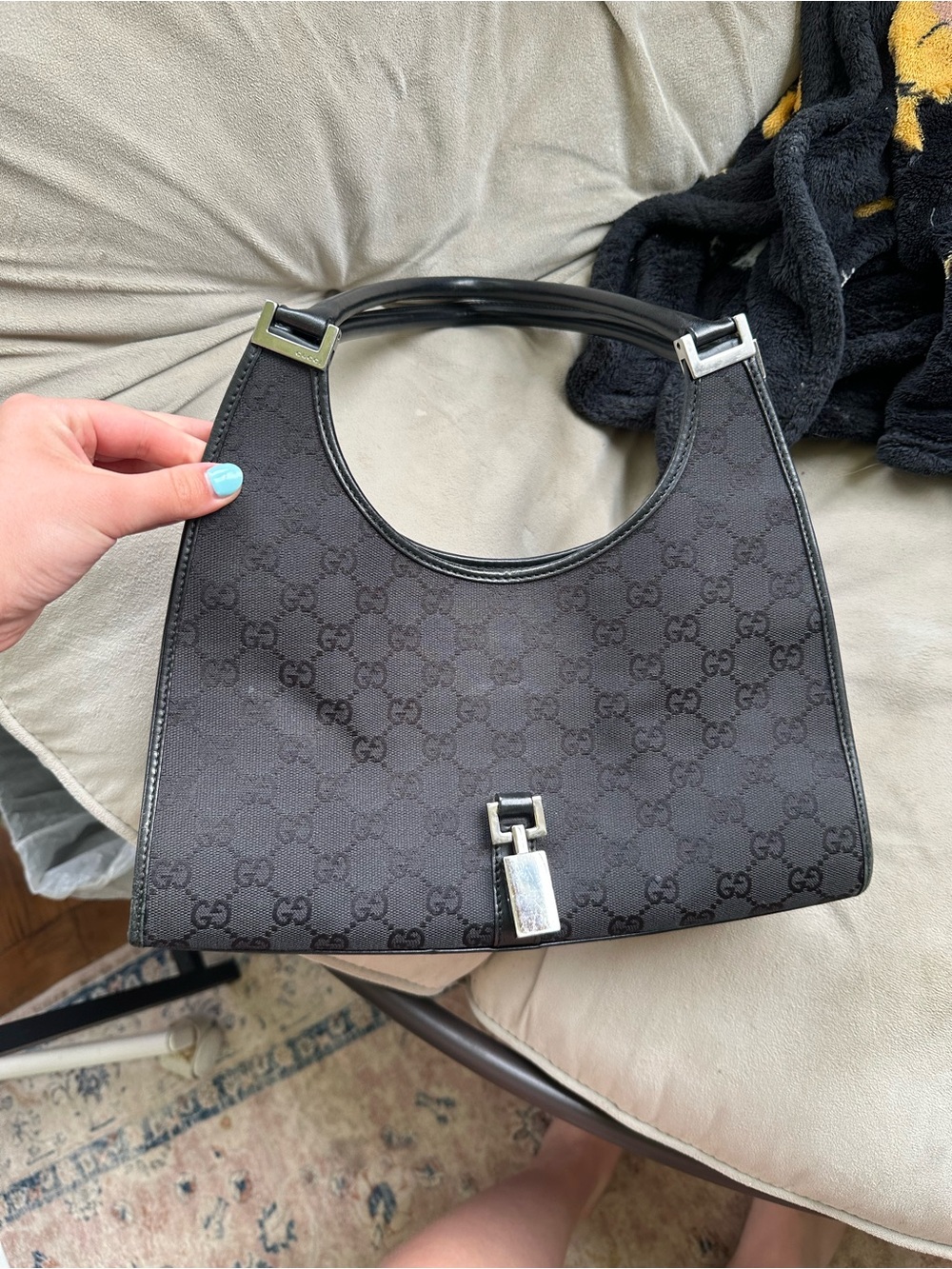 Black GG Monogram Shoulder Bag